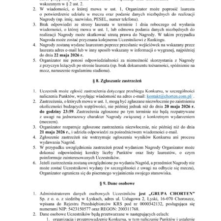 REGULAMIN KONKURSU bilety supervip Chorten Arena obrazy 2