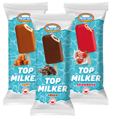 Lody Top Milker w polewie, z sosem