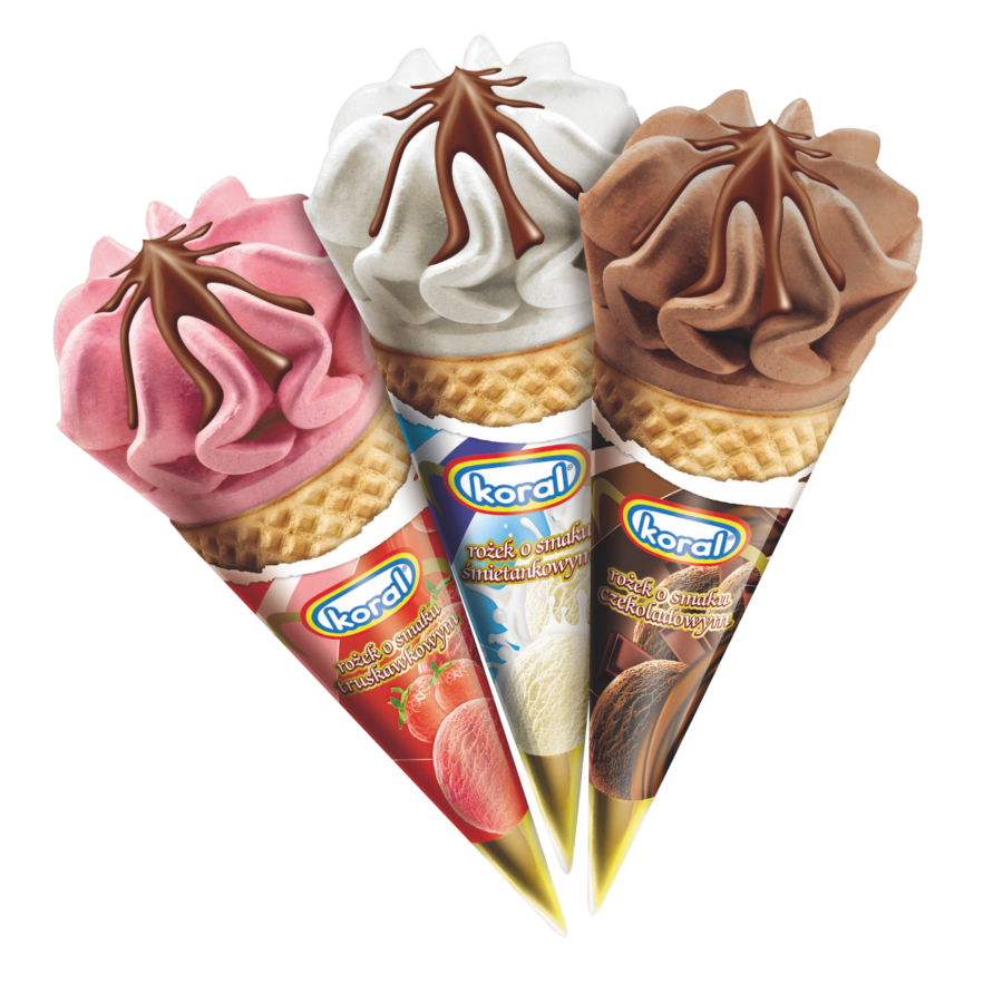 Lody rożek Koral