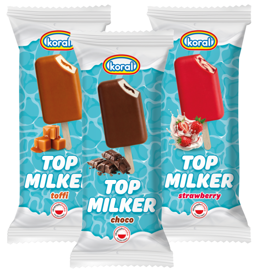 Lody Top Milker w polewie, z sosem