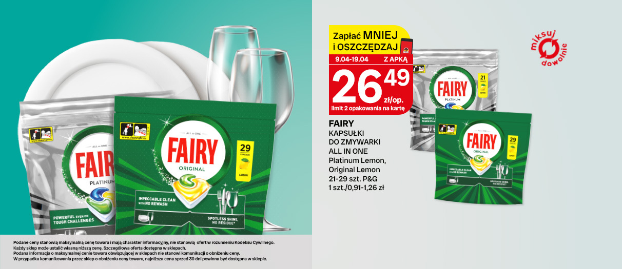 Kapsułki do zmywarki Fairy